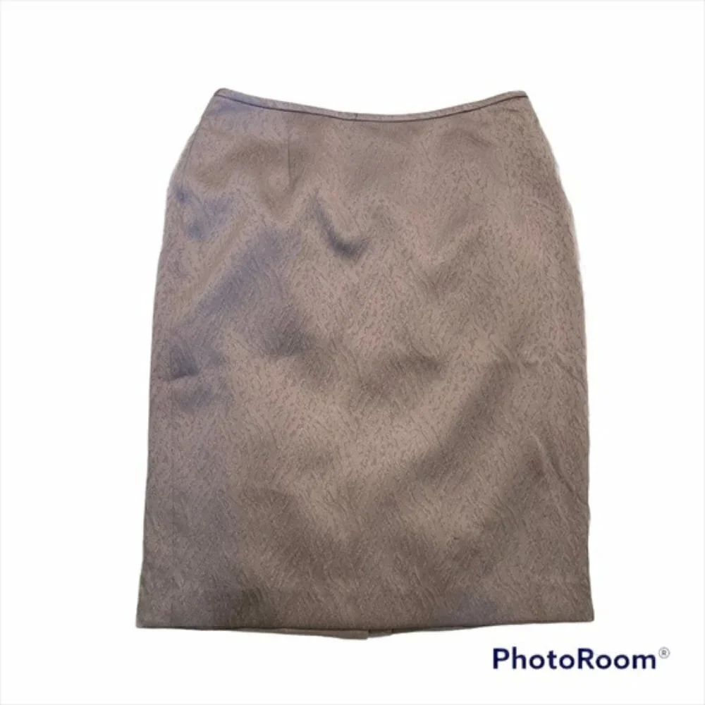 Nipon Boutiqe Women's Size 8 Petite Pencil Skirt Textured Light Gray Sheen Lined